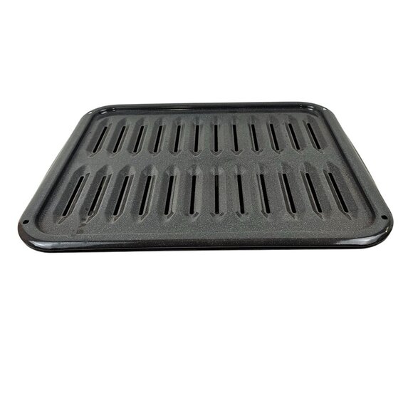 Enamel Coated Roasting Tray Drip Pan Speckled Gray Oven Broiler Vintage - Picture 5 of 10